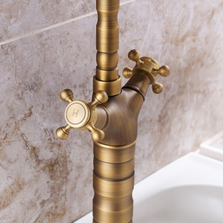 Baterie lavoar / De Bucătărie Rustico Antique Gold, montaj pe blat sau lavoar, alama, auriu [2]