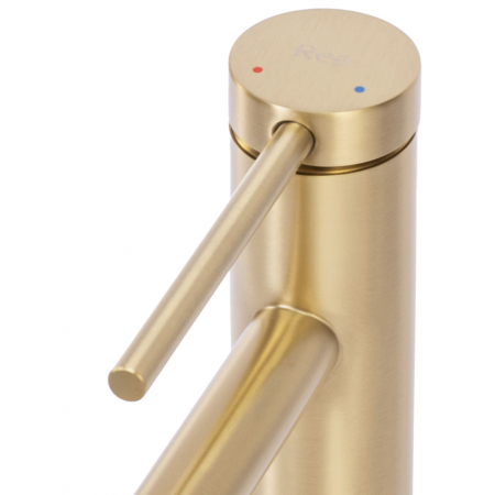Baterie lavoar Foss Gold Brush High, montaj pe blat sau lavoar, alama, auriu, perlator aer [3]