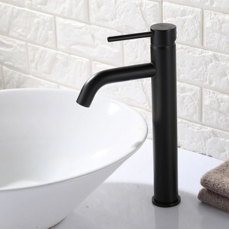 Baterie lavoar Lungo Black High, montaj pe blat sau lavoar, alama, negru, perlator aer [4]