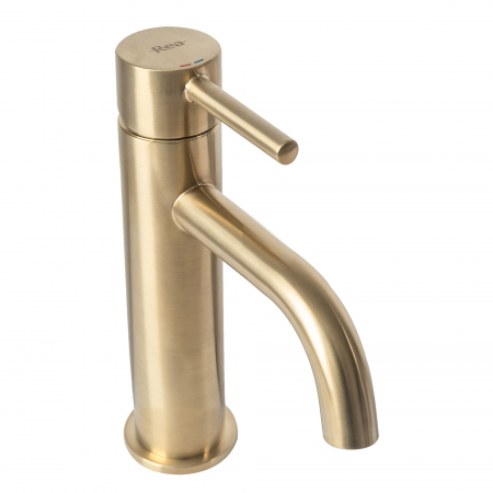 Baterie lavoar Lungo Gold Brush, montaj pe blat sau lavoar, alama, auriu, perlator aer [3]