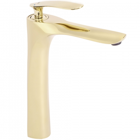 Baterie lavoar Orbit Gold High, montaj pe blat sau lavoar, alama, auriu, perlator aer [1]