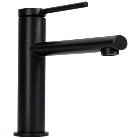 Baterie lavoar Oval Black Low, montaj pe blat sau lavoar, alama, negru, perlator aer [3]