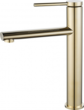 Baterie lavoar Oval Gold High, montaj pe blat sau lavoar, alama, auriu, perlator aer [2]