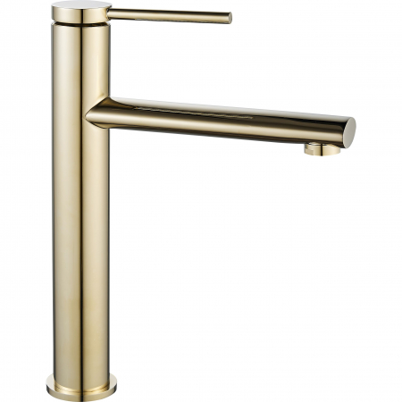 Baterii baie - Baterie lavoar Oval Gold High, montaj pe blat sau lavoar, alama, auriu, perlator aer