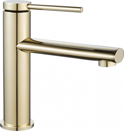 Baterie lavoar Oval Gold Low, montaj pe blat sau lavoar, alama, auriu, perlator aer [1]