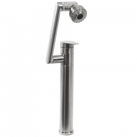 Baterie lavoar Paco Nickel Brush Inox High, montaj pe blat sau lavoar, alama, nichel, perlator aer [6]