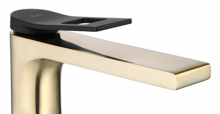 Baterie lavoar Soul Gold Mat Black High, montaj pe blat sau lavoar, alama, negru, perlator aer [1]