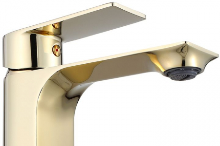 Baterie lavoar Urban Gold Low, montaj pe blat sau lavoar, alama, auriu, perlator aer [3]