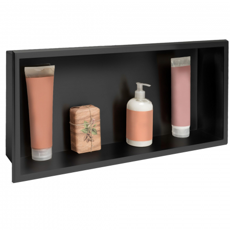 Rafturi și decorațiuni perete - bathroom shelf 30x60 black matt