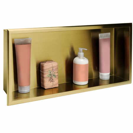Rafturi și decorațiuni perete - bathroom shelf 30x60 gold brush