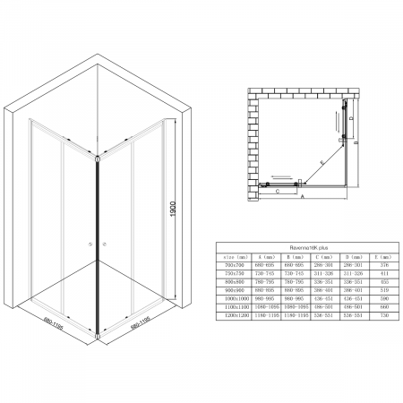 Cabina Astra 16K-L, crom, sticla transparenta, 2 usi glisante, cu sau fara cadita, diverse dimensiuni [5]