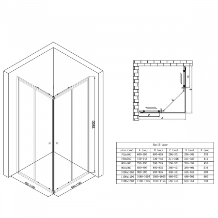 Cabina Astra 16KL, negru, sticla transparenta, 2 usi glisante, fara cadita, diverse dimensiuni [7]