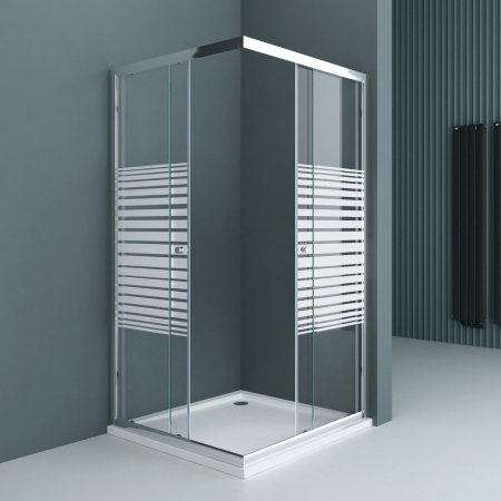 Cabina Astra 16MS, crom, sticla cu model, 2 usi glisante, cu sau fara cadita, diverse dimensiuni [1]