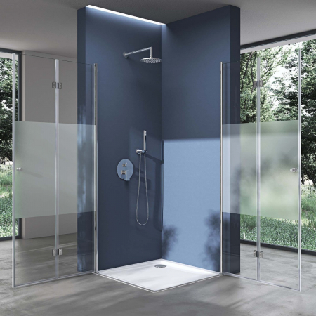 Cabina Astra 26MS, crom, sticla sablata partial, 2 usi pliabile, cu sau fara cadita, diverse dimensiuni [2]