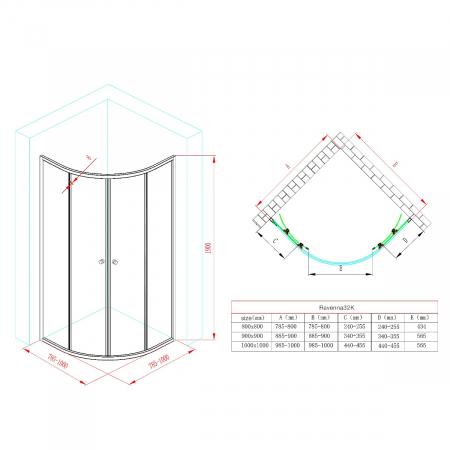 Cabina Astra 32K, 2 usi glisante, crom, sticla transparenta, cu sau fara cadita, diverse dimensiuni [10]