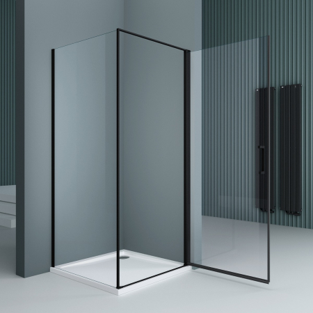 Cabina Astra 36 Plus, negru, sticla transparenta, usa batanta, cu sau fara cadita, diverse dimensiuni [1]