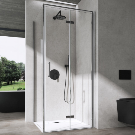 Cabine de duș - Cabina Astra 37K, crom, sticla transparenta, usa pliabila, cu sau fara cadita, diverse dimensiuni