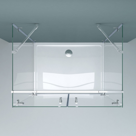 Cabina Astra 40UK, crom, sticla transparenta, 2 usi batante, cu sau fara cadita, diverse dimensiuni [2]