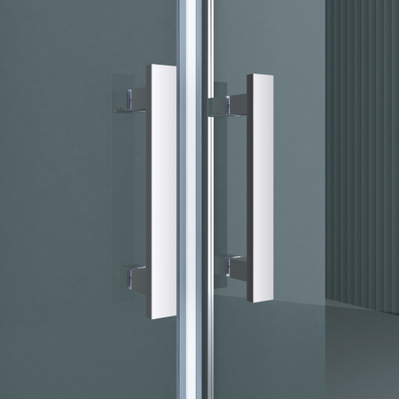 Cabina Astra 50UK, crom, sticla transparenta, 2 usi batante, cu sau fara cadita, 90x100 cm [6]