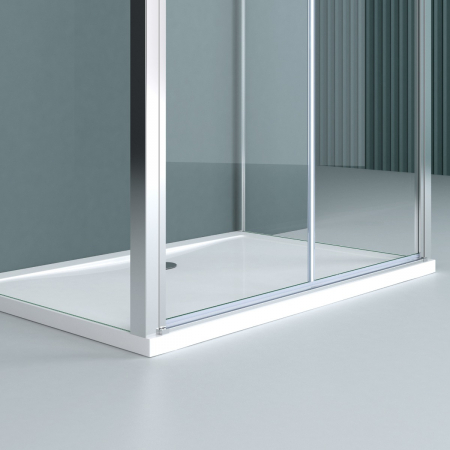 Cabina Astra 50UK, crom, sticla transparenta, 2 usi batante, cu sau fara cadita, 90x100 cm [7]