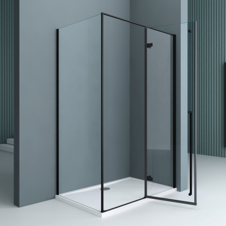 Cabina Astra 64K, negru, sticla transparenta, usa batanta, cu sau fara cadita, diverse dimensiuni [1]