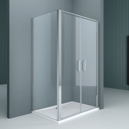 Cabine de duș - Cabina Astra 66K, crom sau negru, sticla transparenta, usa batanta, cu sau fara cadita, diverse dimensiuni
