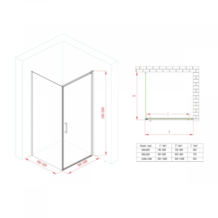 Cabina Astra R36, crom, sticla transparenta, usa batanta, cu sau fara cadita, diverse dimensiuni [9]