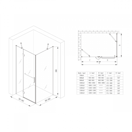 Cabina Astra R4, crom, sticla transparenta, usa batanta, cu sau fara cadita, diverse dimensiuni [2]
