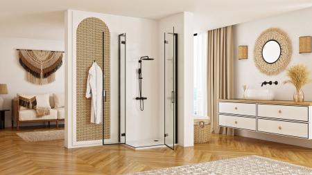 Cabina Hugo Black 2, doua usi batante, negru [2]