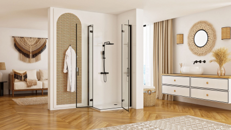 Cabina Hugo Black 2, doua usi batante, negru [2]