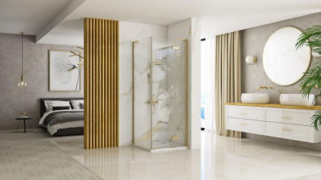 Cabina Hugo Gold Brush 2, doua usi batante, auriu [1]