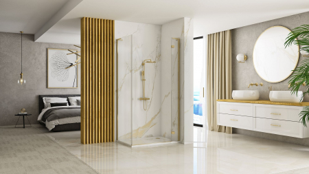 Cabina Hugo Gold Brush 2, doua usi batante, auriu [3]