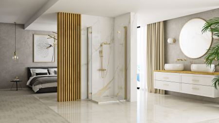Cabina Hugo Gold Brush 2, doua usi batante, auriu [4]