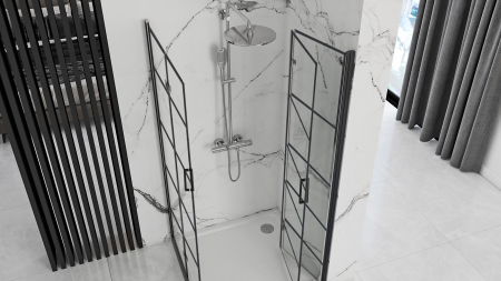 Cabina Molier Black 2, doua usi pliabile, negru [2]