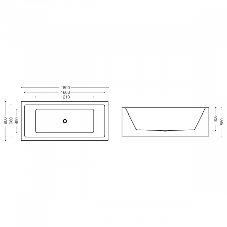 Cadă dreptunghiulară Astra V509, acril, 180x80 cm, freestanding [8]