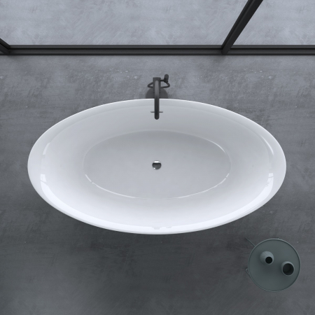 Cadă ovală Astra V543OA, acril, 170x88x65 cm, freestanding, inclusiv racord de scurgere și preaplin, racorduri DIN [6]