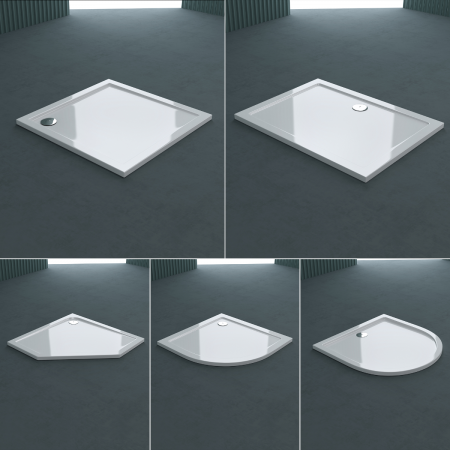 Cădițe de duș - Cadita dus Astra F1W, acril, inaltime 4 cm, diverse forme si dimensiuni, alb