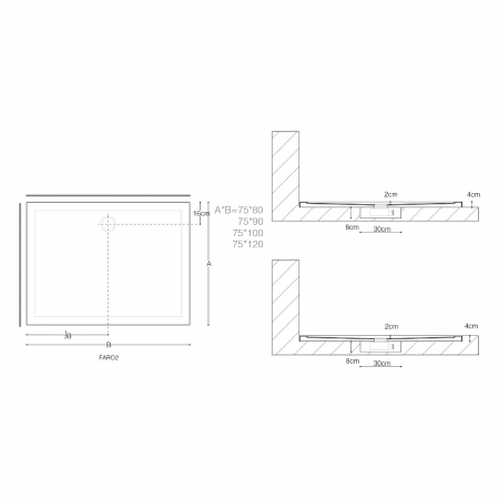 Cadita dus Astra F2, acril, inaltime 4 cm, dreptunghiular, alb, diverse dimensiuni [6]