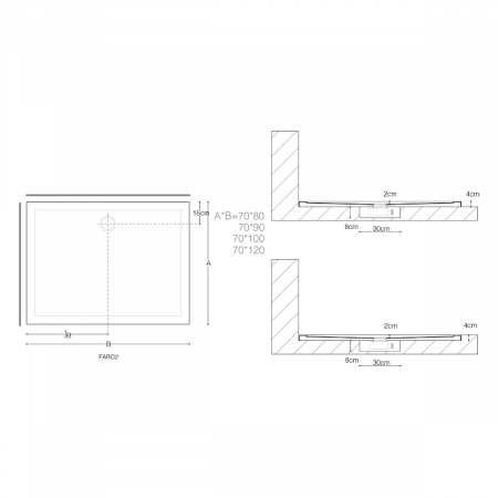 Cadita dus Astra F2W, acril, inaltime 4 cm, dreptunghiular, alb, diverse dimensiuni [8]