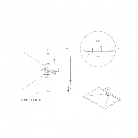 Cadita dus Astra G07B, compozit, inaltime 3 cm, dreptunghiular, negru, diverse dimensiuni [6]