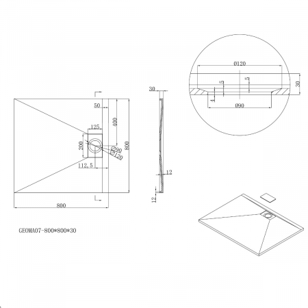 Cadita dus Astra G07W, compozit, inaltime 3 cm, dreptunghiular, alb, diverse dimensiuni [7]