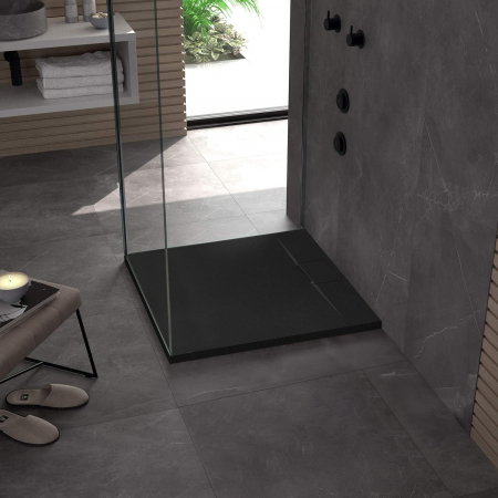 Cadita dus Bazalt Black, 90x90 cm, inaltime 2.5 cm, compozit, negru [3]