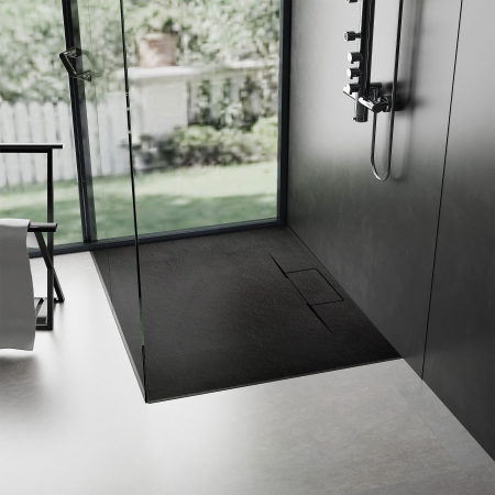 Cadita dus Bazalt Long Black, 80x100 cm, inaltime 2.5 cm, compozit, negru [3]