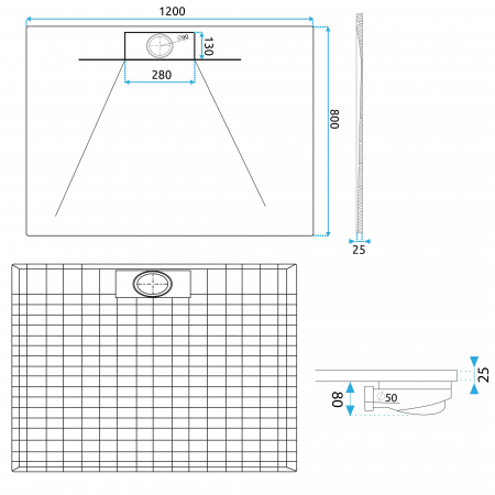 Cadita dus Bazalt Long White, 80x120 cm, inaltime 2.5 cm, compozit, alb [8]