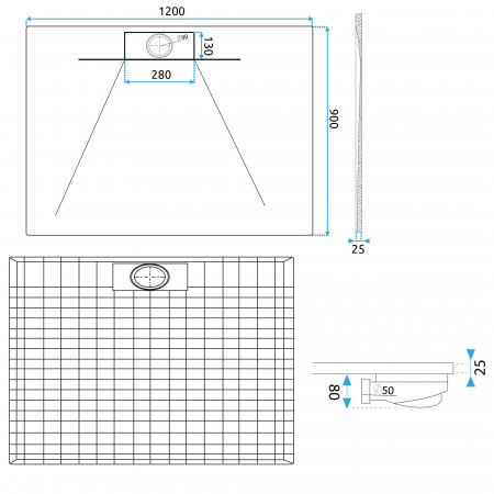 Cadita dus Bazalt Long White, 90x120 cm, inaltime 2.5 cm, compozit, alb [8]
