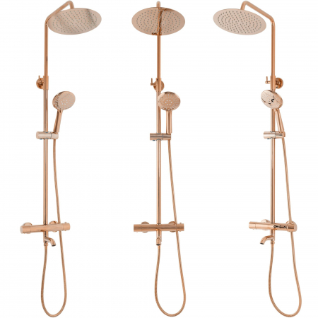 Coloana de dus cu termostat Lungo Rose Gold, anti calcar, auriu rose, montaj pe perete [6]