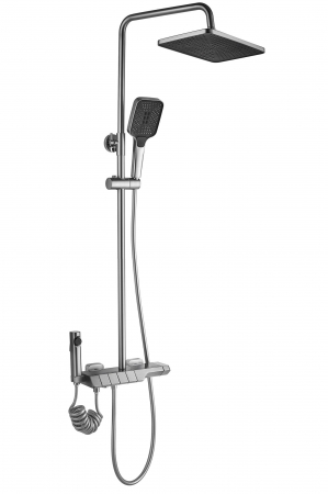 Coloana de dus cu termostat Rob Nichel Brush Inox, anti calcar, nichel, montaj pe perete [7]