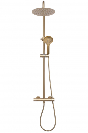Coloana de dus cu termostat Vincent Gold Brush, anti calcar, auriu, montaj pe perete [3]
