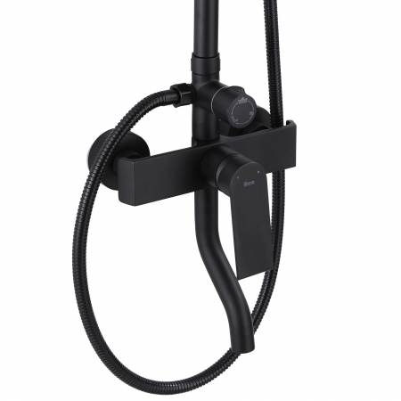 Coloana de dus Hass Negru, anti calcar, negru, montaj pe perete [2]