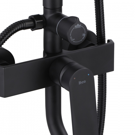 Coloana de dus Hass Negru, anti calcar, negru, montaj pe perete [3]